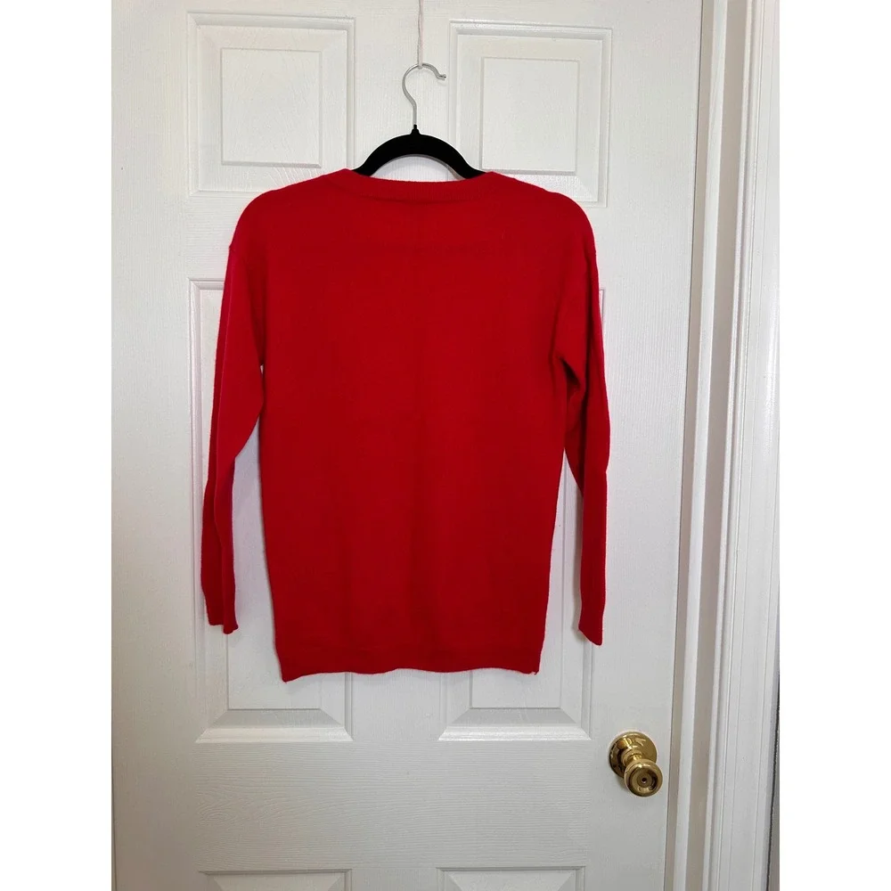 Talbots Petite Red Pure Cashmere V-Neck Long Sleeve Sweater MP Medium Petite - Picture 3 of 3